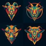 **a triangular multi-color goats head in the style of Kandinsky, vector graphic circular logo style** - Variations (Strong) by <@1054837681751867413> (fast)