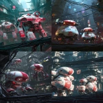 **two 5-heads-tall daruma-inspired robots in a futuristic Japanese city, cybernetic limbs, hard surface metallic armor, red and white body with Japanese kanji markings, glowing eyes and joints, sci-fi industrial background, dense cables and high-rise buildings, ultra-realistic lighting, cinematic atmosphere, concept art, Octane render --ar 9:16 --v 7.0 --no text --no watermark --p pmcvoi5 --s 50 --raw** - <@960107048031387718> (fast)