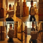 **<https://s.mj.run/KhKr0zYicTk> Cinematic film still, photorealistic. The same boy from the reference image, now sitting on the floor in the middle of the empty office room, is unwrapping a large gift package. The camera is in front of him, close-up on his face and upper body as he pulls open the wrapping. His facial expression is wide-eyed and astonished, clearly surprised by what he has just discovered. In his hands, the open package reveals a large cardboard box wrapped like a Christmas present, the shape of a baby crib or baby furniture. Around him in the background, several other large wrapped boxes are stacked, but the room is otherwise empty. Warm golden cinematic lighting, subtle film grain, shallow depth of field focusing on the boy’s expression and the open package. Shot like a high-end Christmas commercial with an Arri Alexa cinema camera --ar 16:9 --v 6.0 --no cartoon, cgi, extra toys, clutter --raw** - <@1072446343324385341> (fast, stealth)