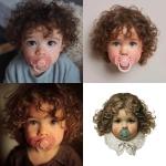 **A picture of a beautiful, graceful baby with rosy cheeks and curly brown hair with a huge pacifier in its mouth. A disproportionate picture where the pacifier is bigger than the face.** - <@1072445144403558441> (fast)