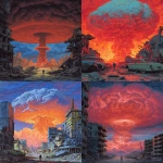 **by the artist richard corben depicting the end of the world via nuclear devastation, in the style 3d rendering --ar 13:16** - <@1087506013407695028> (fast)