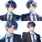 **Yu Wenzhou from The King's Avatar, headshot portrait, gently smiling with a calm and kind expression, short dark blue-gray hair with soft bangs, deep blue-gray eyes, wearing a dark uniform blazer with white shirt and blue striped tie, facing forward with a slight tilt, clean white background, soft lighting, cold color palette, anime-style male character with composed and intelligent aura <https://s.mj.run/HhoLUNT8Mrc> --niji 6** - <@762679659153850410> (relaxed, stealth)