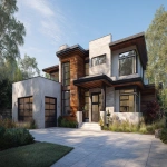 **front driveway view of minimal modern house --ar 16:9 --v 7.0** - Image #2 <@409035117881982988>