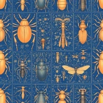 **Orange, sky blue and pink on a field of blue wallpaper by William Morris with elaborate circular symmetry using beetles, ants, bees, caterpillars, and dragonflies that all face outward in a circle from a central moth --tile --style raw --personalize v83gzq7 --stylize 888 --iw 0.75 --v 6.1** - Upscaled (Subtle) by <@688195114849271814> (fast)