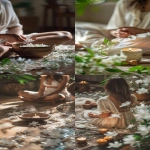 **Person relaxing indoors, white champak flowers and sandalwood around, calming and mystical environment --ar 9:16 --v 6.0 --raw** - <@1350154422424043543> (fast)