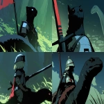 **cute medieval cat rides a diplodocus into battle --ar 3:2 --sref 446224910 --profile xd6tqqy --sw 400 --stylize 800 --niji 6** - <@937851746712186921> (relaxed)