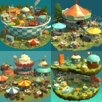 **Riding the teacup ride at a fun fair. Isometric illustration --ar 5:6 --sref 3856636652 --p q7iprn6 --niji 6** - <@1209615304372658177> (relaxed)
