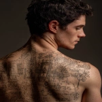 **a man's hairy back with voynich manuscript tattoos cause the boy itch --ar 3:4 --s 250 --v 7.0** - Image #3 <@974789918188535848>