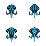 **minimal geometric mammoth skull logo, ultra-clean lines, luxury brand style, simplified dome, triangular eye cutouts, single teardrop nasal cavity, symmetric, bold tusks preserved, vector linework, black and cyan palette, high-end museum aesthetic, no gradients, no shading, white background --ar 1:1 --raw** - Variations (Strong) by <@1207751323517329420> (fast)