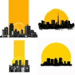 **tokyo skyline silhouette, bold yellow rectangle sun setting behind the buildings, minimalist japanese-inspired design, clean sharp lines, modern streetwear graphic, urban aesthetic, centered composition, no background, white backdrop --v 7.0 --ar 1:1 --raw** - <@559495662253899776> (fast)