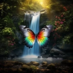 **dream like image of rainbow colored butterfly, forest background, waterfall, epic scenery, photorealistic --v 5.2** - Upscaled (2x) by <@754226842650542162> (relaxed, stealth)