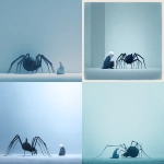 **a giant black spider is sitting on the floor next to an old woman with white hair. she sits in front of it and looks at its legs. the background is minimalist, the illustration is surrealistic, with soft tones, a light blue gradient, a simple composition, soft lighting, a delicate texture, and a mysterious atmosphere. the woman is wearing .** - <@1282363709964025901> (fast)
-# Create, explore, and organize on [midjourney.com](<https://midjourney.com/imagine?from_discord=1>)