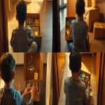 **<https://s.mj.run/KhKr0zYicTk> Cinematic film still, photorealistic. Over-the-shoulder shot of the same boy from the reference image, sitting on the floor in an empty office room. The camera is just above his shoulder, framing his hands holding an open gift package. Inside the box, a colorful baby mobile with small toys is clearly visible. Next to the package, placed on top of the wrapping paper, is a small yellow post-it note. The boy’s head and shoulder are blurred in the foreground as soft framing, while the focus is on the open box with the baby mobile and the note. Warm golden cinematic lighting, shallow depth of field, subtle film grain. Shot like a high-end Christmas commercial with an Arri Alexa cinema camera --ar 16:9 --v 6.0 --no cartoon, cgi, clutter --raw** - <@1072446343324385341> (fast, stealth)