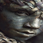 **Macro Photography, Papyrus Fiber Pattern intricately weaving into a reimagined face --c 5 --s 500 --ar 4:7 --v 7.0 --p ydmwyf3 --exp 50 --ow 50 --oref <https://s.mj.run/59mbM3S1_Mc>** - Image #3 <@293080845789691904>