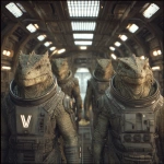 **the lizard people of "V" tv-mini, stepping out of their spacecraft (300 mm focal length, tele zoom) while the hum of their coils defines the opposite of a show only reality as it is. There will be no silliness or fake imagery, except those of Bates political statements on the screens of snowflake macrophotography.** - Image #1 <@639231094968942592>