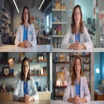 **an American woman in her thirties, very beautiful, wearing professional attire and sitting at a wide office desk, is looking directly into the camera with steady eye contact and a serious professional expression, as if she is delivering important medical advice in a YouTube video. she has shoulder-length brown hair and wears blue scrubs under a white doctor’s coat with an embroidered hospital logo. both of her hands are fully visible on the desk in front of her, resting naturally on the wide surface, fingers separated slightly in a relaxed position, accurate hands, anatomically correct, five fingers per hand, realistic details such as nails, knuckles, and skin texture, no extra fingers. the desk surface is clearly visible and well-lit, adding depth to the scene. the background is a realistic professional office environment, automatically generated by AI, everything in clear focus with crisp detailed objects (shelves, wall decor, desk items), well-lit, no blur, sharp background details. --ar 16:9 --v 7.0 --raw** - <@1410080576974884874> (relaxed)