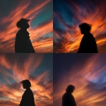 **mahogany a lone figure silhouetted against a dramatic, fiery sky. Vivid streaks of orange, red, and blue clouds swirl together, creating a sense of motion and intensity. The person stands in quiet contemplation, their hair tousled by unseen wind, as light from the burning horizon casts a warm glow around their outline. The atmosphere feels emotional and cinematic--balancing between chaos and serenity, as if capturing a moment of reflection at the edge of a storm. --v 7.0** - <@1018138887199129620> (relaxed)