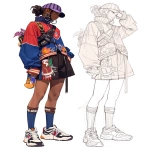 **bipoc fashion design sketch --niji 7 --ar 3:4** - Image #1 <@948741381743083580>