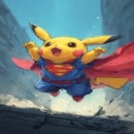 **anime style, pikachu with a superman outfix in saving pose --ar 9:16** - Image #1 <@796976984467046420>