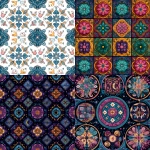 **seamless pattern, moonstone spanish style tile with candy colors, different colored tiles, hidden images of cute creatures and symbols --v 7.0** - <@508726899095240716> (fast)