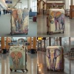 **Travel suitcase painted with elephant motif on the outside, back space at the airport --v 7.0** - <@847871507090112512> (fast)