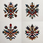 **A traditional old shcool tattoo design, white background** - Variations (Strong) by <@1289925671455559733> (fast)