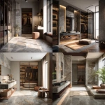 **Lavish master bathroom with walkin closet, boho style, japandi style, neutral colour, grey marble tiles with other combination of tiles** - <@1247530973415997544> (fast)
-# Create, explore, and organize on [midjourney.com](<https://midjourney.com/imagine?from_discord=1>)