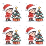 **Christmas toy, children's illustration, color light illustration, on a white background, simple style, line art, sticker --s 250** - Variations (Subtle) by <@806668441582305311> (fast)