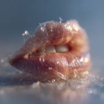 **macro shot of winter-chapped lips in soft studio lighting, surreal art-fashion composition, translucent film of dry skin delicately lifting like silk, skin surface textured like frost on glass, cool pastel tones, moonstone shimmer glinting on lip gloss, breath crystallizing in the cold air, high fashion skincare surrealism, hyperreal beauty in imperfection, ambient light reflections, medical-meets-couture atmosphere, strange intimacy, art installation aesthetic, soft eerie calm, dreamlike close-up tension --v 7.0 --p 3yk8su5** - Image #1 <@1077492926550134864>