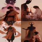 **Anime Movie Still, a handsome man, evil king, cinematic, depth effect, full body, magic, monsters, demons, dark, dark magic, ominous, opalized wood --raw --niji 6 --p w36chcu vv1gqvp --ar 9:16 --sref 2084662010** - <@347448894403379200> (fast, stealth)