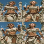 **The druid priestess stands among the ancient ruins. Her fingertips crackle with lightning as she summons the powers of the gods. Muscles visibly strained, it is almost more than she can bear, but she is determined. Though her teeth are gritted, her expression is resolute. --ar 1:2 --s 750** - Variations (Strong) by <@344228814332887040> (fast)
-# Create, explore, and organize on [midjourney.com](<https://midjourney.com/imagine?from_discord=1>)