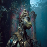 **brutalist reptilian 80s hair band style, psychedelic undertones, swimming in an underwater ruined human temple --ar 16:9 --v 7.0** - Image #3 <@941086399229198347>
