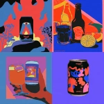 **Packaging design for "Utopian Toast", a collaboration beer between Utopian Brewing and Toast Ale. The beer is known for its rich flavour. Abstract illustration using a limited colour palette --ar 5:6 --raw --sref 527794733 3103643578 5272044 --p m1uuei3 --s 50 --v 7.0** - <@1209615304372658177> (relaxed)