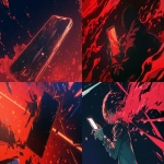 **comic book Cel-shaded anime style with bold clean linework, sleek smartphone floating in midair, glowing red accents, black background with red mist and particles, dramatic lighting, tech aesthetic --ar 16:9 --niji 6** - <@257221362568003584> (fast)
-# Create, explore, and organize on [midjourney.com](<https://midjourney.com/imagine?from_discord=1>)