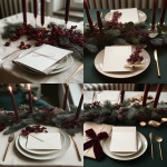 **<https://s.mj.run/szdxcsB2cP8> A white mockup invitation card. Elegant festive flatlay photo, holiday aesthetic. Red, deep green, beige color palette. Elegant Christmas --ar 3:4 --v 7.0** - <@1038768977310121984> (fast)