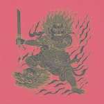 **Full-body wrathful deity Fudo Myoo, riding a dragon, right hand holding a sword, left hand holding a rope, eyes glaring fiercely, sharp fangs biting upper lip, surrounded by raging flames symbolizing the power to vanquish demons, dynamic action pose, highly detailed, dramatic cinematic lighting, dark fantasy, intricate textures, black and grey with small flashes of colour, full body visible, epic composition, Samsara style --ar 5:6 --raw --sref 91748 <https://s.mj.run/2WBzbsKKmYY> --p lk8uhr6 --q 4 --v 7.0** - Image #2 <@1209615304372658177>