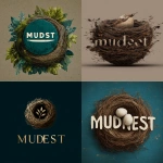 **create a loggo for a comopany called mudunest the word is a rounded font and a nest replaces the u** - <@999895176619237436> (fast)