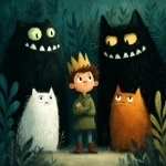 **where the wild things are. But the wild things are cats. children's book illustration --s 500** - Image #1 <@911637101290877029>