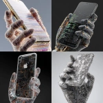 **iphone17, straight on, held by robot hand made of coding lines --v 7.0** - <@1048326817838280714> (fast, stealth)