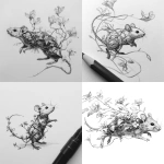 **mouse running, body wrapped in vines and florals and leaves, pencil sketch** - <@1202707032818458747> (fast)
-# Create, explore, and organize on [midjourney.com](<https://midjourney.com/imagine?from_discord=1>)