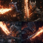 **a d&d dragonborn character, large intricate sword, breathing fire, full body image, full scale image, epic, intense, action scene, 8k, 8k vivid, 8k ultra detailed, 8k ultra realistic, 8k cinematic, 8k hyper detailed, 8k hyper realistic, 8k photo realistic, 8k insanely detailed, 8k insanely realistic, 8k ultra high definition, 8k hyper high definition, 8k insanely high definition, 8k movie quality, --v 6.1** - <@413009047789240321> (fast)