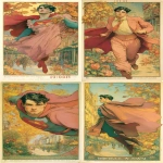 **a movie poster illustration of a handsome masculine Belle Epoque Superman flying towards camera over 1890s New York City streets and architecture in the fall by Alphonse Mucha --no women, flowers, long hair, pink --chaos 35 --ar 6:11 --seed 1742364640 --raw --sref <https://s.mj.run/u8Un1033BRo> --sw 999 --oref <https://s.mj.run/FlKAAptnmkQ> --ow 100 --stylize 666 --v 7.0** - <@688195114849271814> (relaxed)