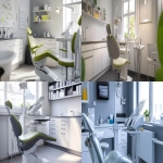 **ChatGPT said: a print design (with photorealism) of a tidy dental workspace with clear roles, simple tools, and organized shelves symbolizing workflow clarity - in grey, white, and chartreuse --ar 2:1 --v 6.1** - <@391763492304060418> (fast)