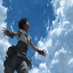 **low angle camera view, a character illustration, a black young muscular woman, she is looking to the sky and trying to reach out the clouds, craig mullins style --ar 4:3** - Image #4 <@942102369683001474>