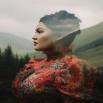 **Cosmography diaphanous double exposure featuring an avant-garde chubby couture double exposure over a spellbinding natural landscape wind blowing wistfully --ar 4:5 --p ht8lvr3** - Image #4 <@948741381743083580>