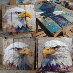 **a beautiful loose pallet, knife, painting of an Americana bald eagle --ar 3:4** - <@1204459829629026307> (fast)