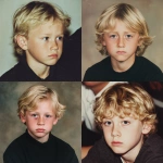 **photo circa early 2000s, close up of a blonde 10 year old boy in a family portrait photo, he looks sad and has a black eye** - <@1014234226171858944> (fast)
-# Create, explore, and organize on [midjourney.com](<https://midjourney.com/imagine?from_discord=1>)