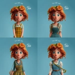 **cartoon character, female farmer, hourglass shaped body, pixar artstyle --v 7.0** - Variations (Region) by <@798906196995997708> (relaxed)