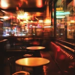 **a speak easy bar with booths and tables, make it blurry with a great buzz and atmosphere** - Image #2 <@1248194856929595453>