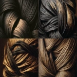 **hair strands wrapped carefully in linen strips coated with black paste; close-up view; warm lamplight; realistic detailed painting --ar 16:9 --v 7.0** - <@1168965155363762248> (fast)